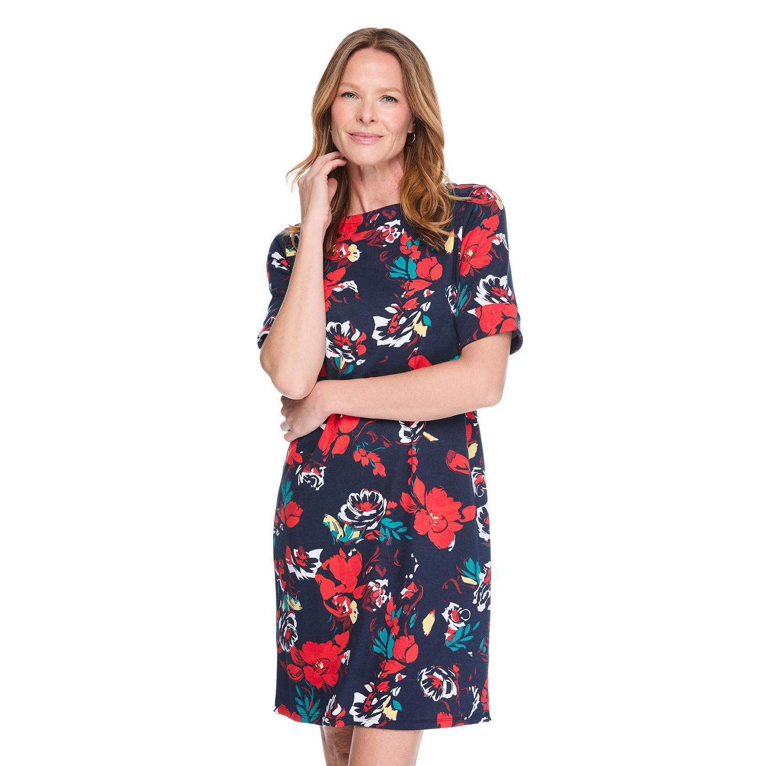 Robe imprimée à encolure bateau Karen Scott pour femmes