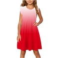thumbnail image 1 of Yanlir Robe de Fête pour Tout-Petites Filles 4-14 Ans Enfants Douce et Confortable Manches à Volants Couleur Unie Col Ras du Cou Robe d'Été pour Tenues de Princesse (Rouge#1, 11 Ans), 1 of 8