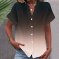 thumbnail image 1 of RXIRUCGD Fashion Women's Short Sleeved Solid Color Spring/summer Button Up Shirt Top, Rose Gold, Size: M, 1 of 5
