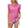thumbnail image 1 of FAIWAD Chemise en Denim pour Femmes à Boutons Sans Manches Ourlet à Volants Chemise en Jean Basique Hauts en Denim Décontractés d'Été, 1 of 7
