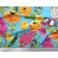 thumbnail image 2 of Soimoi Blue Moss Georgette Fabric Leaves & Floral Printed Craft Fabric by The Yard 42 Inch Wide, 2 of 3