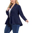 thumbnail image 4 of Agnes Orinda Women's Plus Size Blazer Button Notch Panel Ruffle Peplum Blazers 3X Navy Blue, 4 of 8