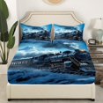 thumbnail image 3 of Erosebridal Black Train Bed Sheets Set Twin Size, Steam Engine Bedding Set, Black Blue, 3 Pieces,, 3 of 6