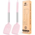 thumbnail image 1 of Bundlepro Pack of 2 Silicone Spatulas Turners, Non Stick Slotted and Solid Kitchen Utensils, 1 of 6