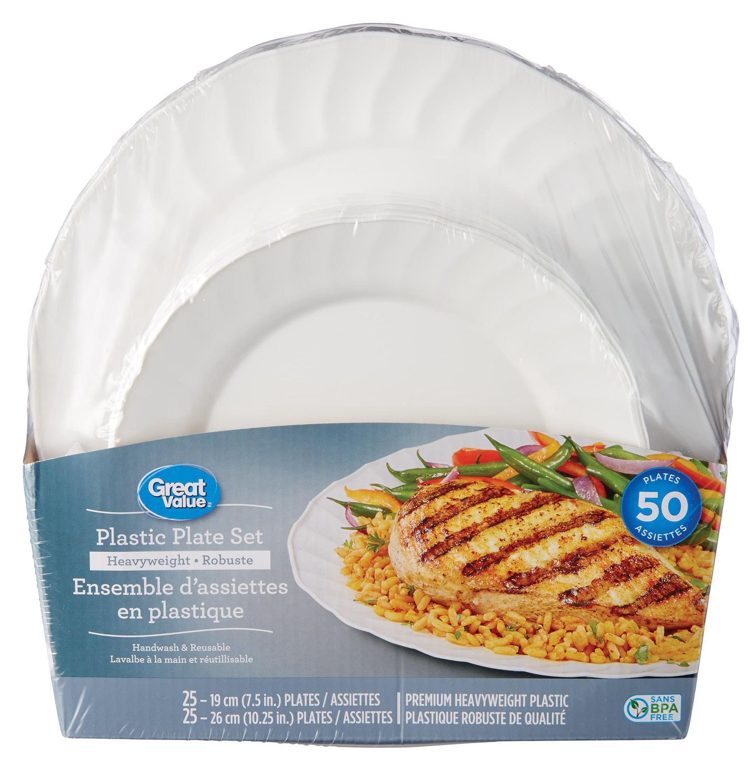 Great Value Heavyweight Plastic Plate Set