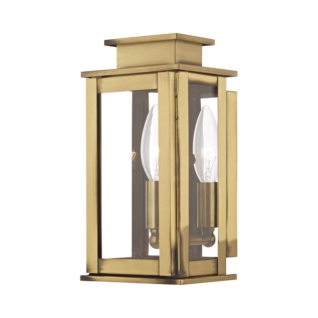 Livex Lighting 20191-01 Transitional One Light Outdoor Wall Lantern from Princeton Collection Finish, Antique Brass