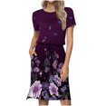 thumbnail image 2 of Robe d'Été pour Femmes 2024 Mode Grande Taille Décontractée Col Rond Bretelles Manches Courtes Imprimé Floral Robe Ample avec Poche Rabais de 50 % Liquidation!, 2 of 7