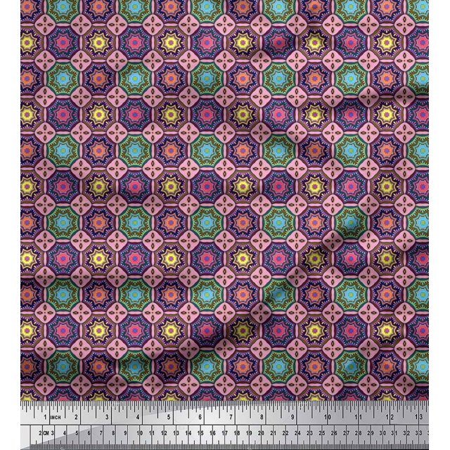 Soimoi Modal Satin Fabric Floral Mandala Print Fabric by The Yard 42 Inch Wide