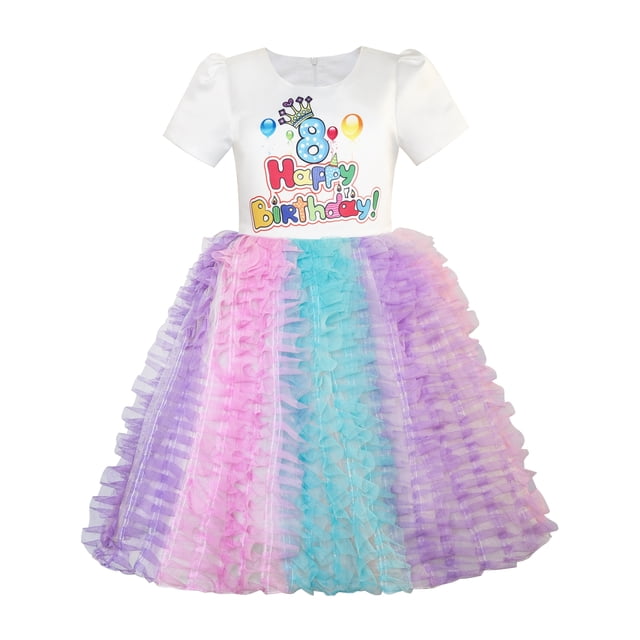 Robe Fille Joyeux Anniversaire Princesse Fête 1er Anniversaire Robe Tutu 2 Ans