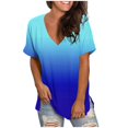 thumbnail image 1 of Blouses pour Femmes Mode Décontractée Dégradé Col en V Manches Courtes T-shirt Ample, 1 of 6