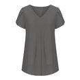 thumbnail image 4 of Timegard Hauts pour Femmes Été Chiffon Col en V Manches Courtes Pétale Blouse Plissée Fluide Tunique Décontractée Hauts, 4 of 6