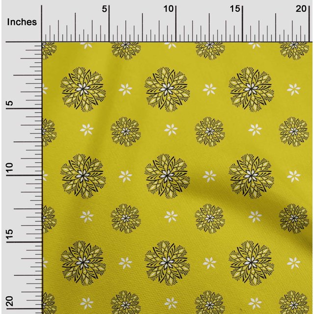 oneOone Cotton Poplin Fabric Floral Block Print Fabric By The Yard 42 Inch Wide