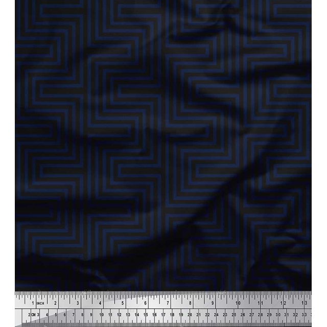 Soimoi Modal Satin Fabric Square & Spiral Geometric Decor Fabric Printed Yard 42 Inch Wide