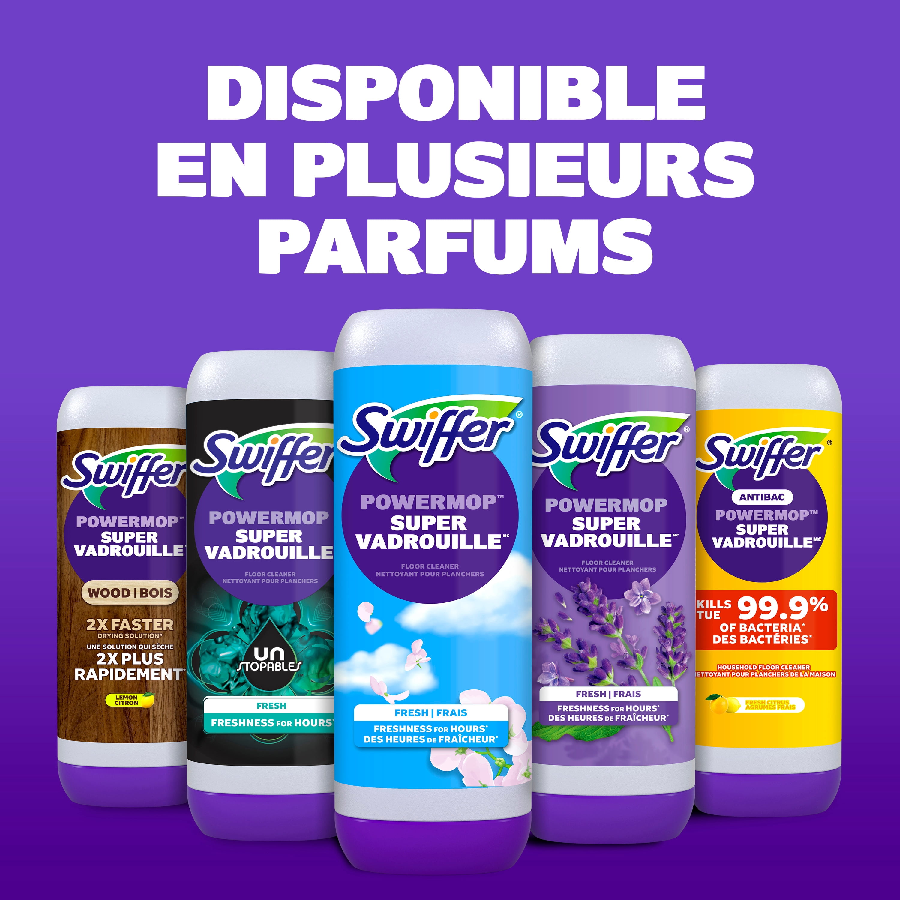 Swiffer SuperVadrouille, recharge de solution antibactérienne, Citron, paquet de 1