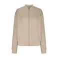 thumbnail image 1 of iHPH7 Vestes Légères pour Femmes Vestes pour Femmes Décontractées Veste Texturée Femme Mode d'Automne Veste de Baseball Veste à Col Montant Femme Veste à Fermeture Éclair Kaki G, 1 of 6