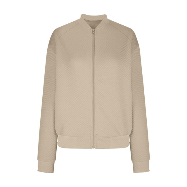 iHPH7 Vestes Légères pour Femmes Vestes pour Femmes Décontractées Veste Texturée Femme Mode d'Automne Veste de Baseball Veste à Col Montant Femme Veste à Fermeture Éclair Kaki G