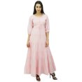 thumbnail image 1 of Bimba Robe Maxi d'Été en Coton à Manches 3/4 pour Femme, Taille à Cordon, 1 of 7