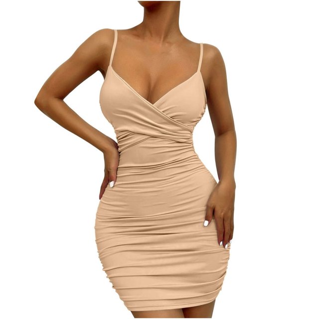 Robe Maxi Moulante Sexy Sans Manches à Bretelles Spaghetti Dos Nu Mini Robe Cocktail