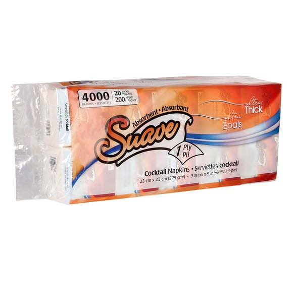 Suave 1-ply Cocktail Napkins 20 Packs of 200