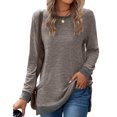 thumbnail image 2 of Pisexur Chandails en Molleton à Manches Longues pour Femmes Col Rond Décontracté T-Shirts Blouses Chandails en Molleton Tuniques avec Poche, 2 of 4