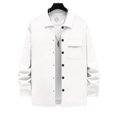 thumbnail image 3 of Lovzfmll Veste Décontractée pour Homme à Revers Cranté, Boutonnée devant, Détail de Poche, Blanc, TG, 3 of 8
