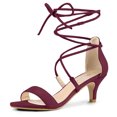 thumbnail image 1 of BLISSFUL STEP Women's Open Toe Kitten Heel Lace Up Sandals, 1 of 6