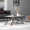 thumbnail image 2 of Giantex 2-Tier Industrial/Modern Coffee Table, Rectangular Cocktail Table, Accent Table w/ Arched Metal Frame, White, 2 of 8