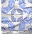 thumbnail image 1 of Soimoi Blue Moss Georgette Fabric Floral & Block Printed Fabric 1 Yard 42 Inch Wide, 1 of 5