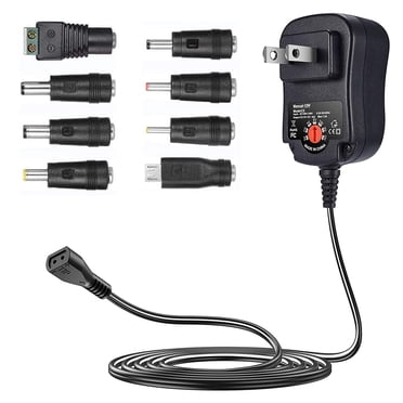 Adaptateur Universel 12W à Multiples Tensions CA/CC, Alimentation à Commutation avec 8 Fiches Adaptatrices Sélectionnables, Convient aux Appareils de 3 V à 12 V