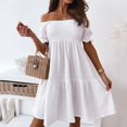 thumbnail image 1 of TIMIFIS Robe Mini Élégante d'Été pour Femme à Épaules Dénudées, Vintage, à Fleurs, Manches Courtes, Coupe Ample - Été, 1 of 7