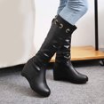 thumbnail image 1 of LSLJS Bottes à Talons Hauts pour Femmes Jusqu'aux Genoux, Bottes Chaudes Unies Jusqu'aux Genoux pour Femmes Bout Rond Bottillons à Lacets à Lacets Bottes à Talons Hauts Chaussures, Bottes Jusqu'aux Genoux pour Femmes, 1 of 7