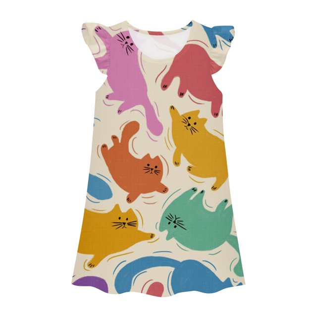 MIASHUI Robe de Princesse pour Filles, Chemises de Nuit, Pyjama pour Petites Filles, Robe de Nuit, Tenue de Sommeil, Multicolore, 5-6 Ans