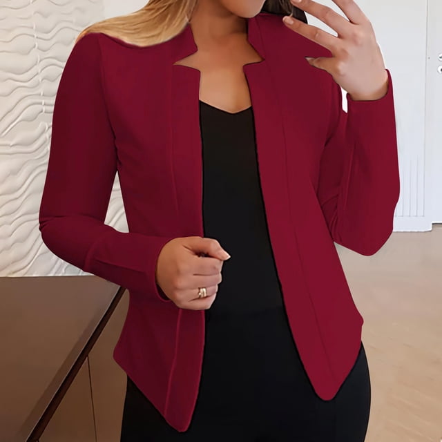 Vestes d'Automne et d'Hiver, Manteaux Cardigans pour Femmes, Blazers Décontractés avec Poches, Cardigans Ouverts, Veste de Travail Rouge