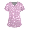 thumbnail image 1 of TIMIFIS Hauts de Sarrau d'Infirmière pour Femmes de la Saint-Valentin Uniforme de Travail Manches Courtes Col en V Blouse T-shirt de Travail avec Poches pring, 1 of 3