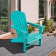 thumbnail image 3 of Costway Outdoor Patio HDPE Adirondack Chair Beach Seat Retractable Ottoman Turquoise, 3 of 9