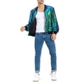 thumbnail image 2 of VESTES CHIC pour HOMMES à Manches Longues Zippées Veste Bomber Pailletée Vert G, 2 of 7