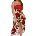 thumbnail image 1 of Femmes Bretelles Froncées Taille Haute Wrap Split Asymétrique Plage Longue Robe Maxi, 1 of 4