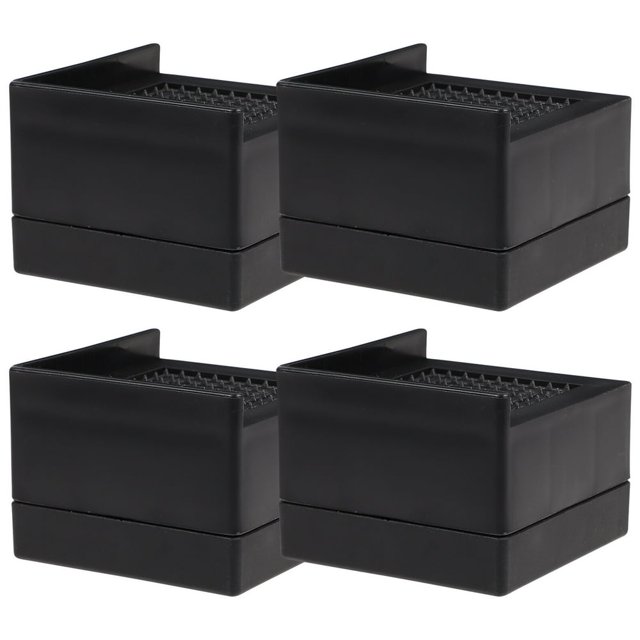 LEEYNEER 4Pcs Anti-skid Shockproof Bed Foot Pads Rubber Furniture Feet Riser Fridge Mats (Black)