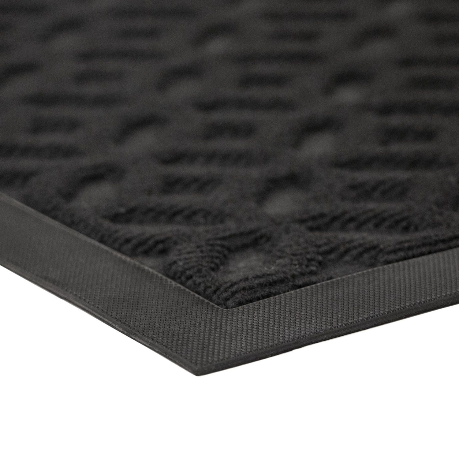 Mainstays 18x30 Heavy-Duty Rubber Doormat, Water-Resistant, Geometric Relief, Black Onyx, for Front Door, Garage, Mudroom, Patio