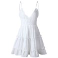 thumbnail image 3 of Robe d'Été pour Femme Aguichant à Nœud, Dos Nu, Col en V, Mini, de Plage, Sans Manches, Mini à Volants, Blanche, Robe d'Été de Plage, 3 of 4