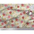 thumbnail image 3 of Soimoi Orange Cotton Poplin Fabric Leaves & Floral Decor Fabric Printed BTY 42 Inch Wide, 3 of 3