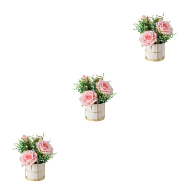 relayinert Simulation Flower Set Low Maintenance Easy To Clean Fake Peony Silk Hydrangea Flower Silk Artificial Flowers With Vase rose pink 3Set