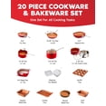 thumbnail image 2 of Gotham Steel Red 20 Piece Ceramic Nonstick Cookware and Bakeware Set Dishwasher Safe Oven Safe Pots Pans with Utensils, 2 of 7