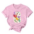 thumbnail image 1 of RKSTN Hauts d'Été pour Femmes Décontractés Coupe Ample Polyvalents T-Shirts Graphiques Mode à Imprimé Floral Respirants Manches Courtes Col Rond T-shirt Blouses, Cadeaux de la Fête des Mères, 1 of 5