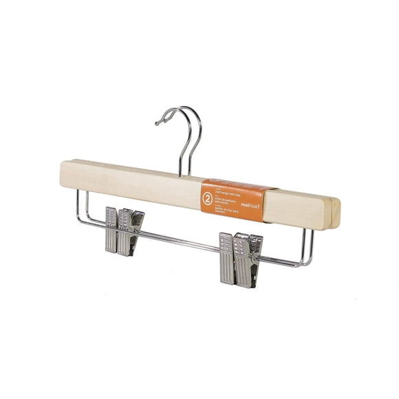 neatfreak! Bois Cintre de Pantalon avec Pinces, Paquet de 2
