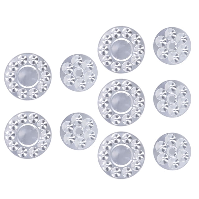 Metal Paint Tray, Round Shaped 10 And 6 Wells 10Pcs Round Paint Tray For Acrylic