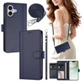 thumbnail image 2 of iPhone 17 Leather Wallet Case, Book Style Cover with Tab Closure, Blue, 2 of 6