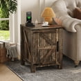 thumbnail image 2 of AKDSteel Farmhouse Nightstand With Usb Charging Station, Rustic 18" Bedside Table With Sliding Barn Door And Two-Tier Storage, 2 of 8
