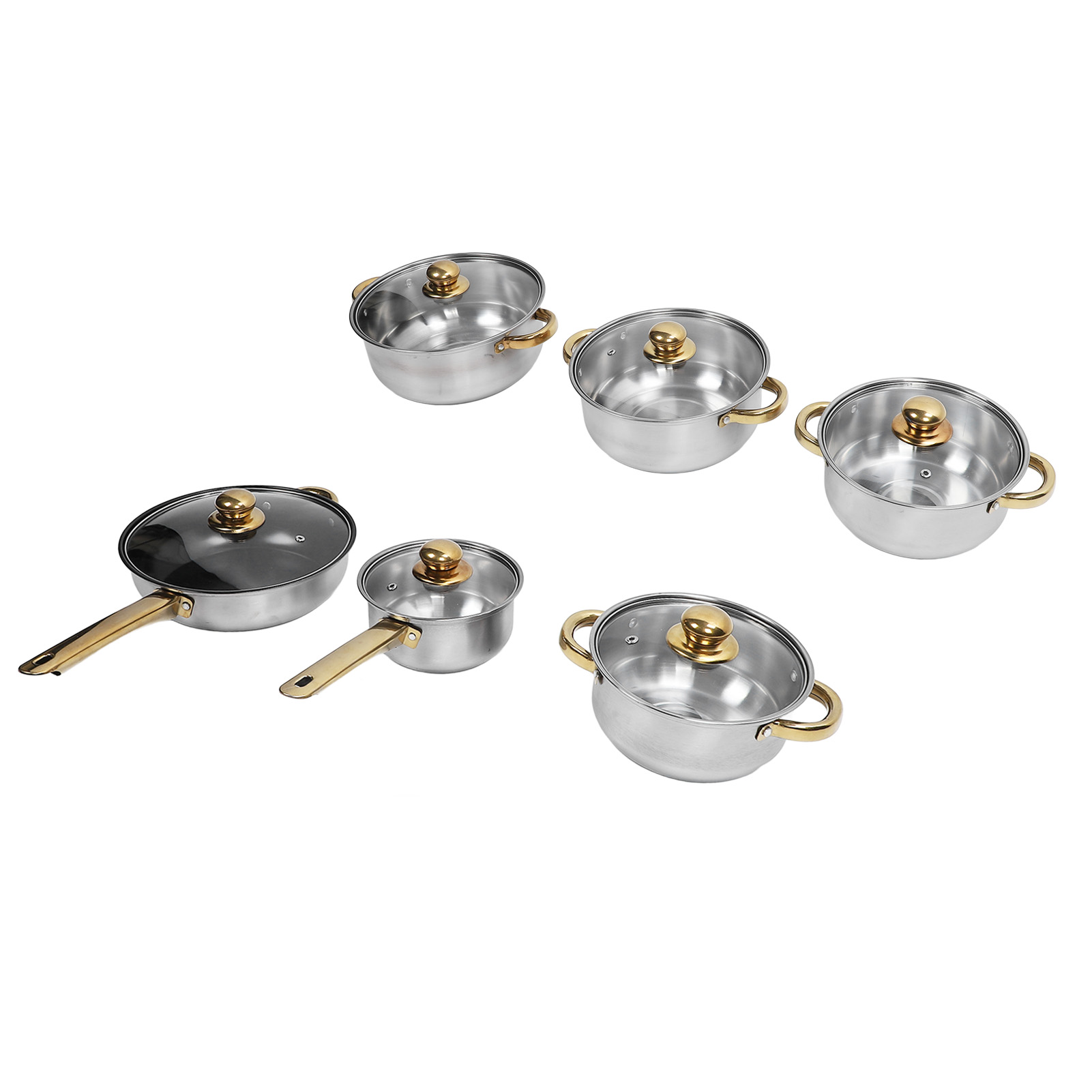 Cookware Set, Stainless Steel Cookware Set with Full Set of Pots and Pans, Stovetop Applicable, Elegant and Stylish for Most Kitchen Use