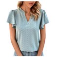 thumbnail image 1 of Birdeem Womens Spring and Summer Gold Lace Stitching V-Neck Solid Color Bottom T-Shirt Hollow Top, 1 of 8